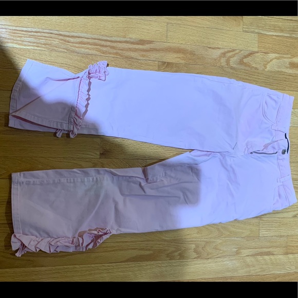 Zara Pink Ruffle Slit Cropped Pants - Picture 3 of 5